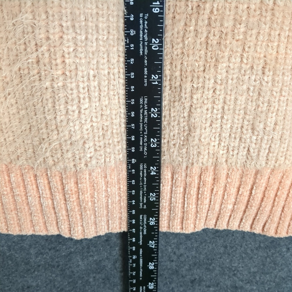 Calvin Klein Womens Peach Pink Cowl Neck Fuzzy Eyelash Knit Sweater Large L - Picture 9 of 11